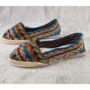 Womens Shoes Size 7 Multicolor Mexican Aztec Boho Casual Slingback Sandals